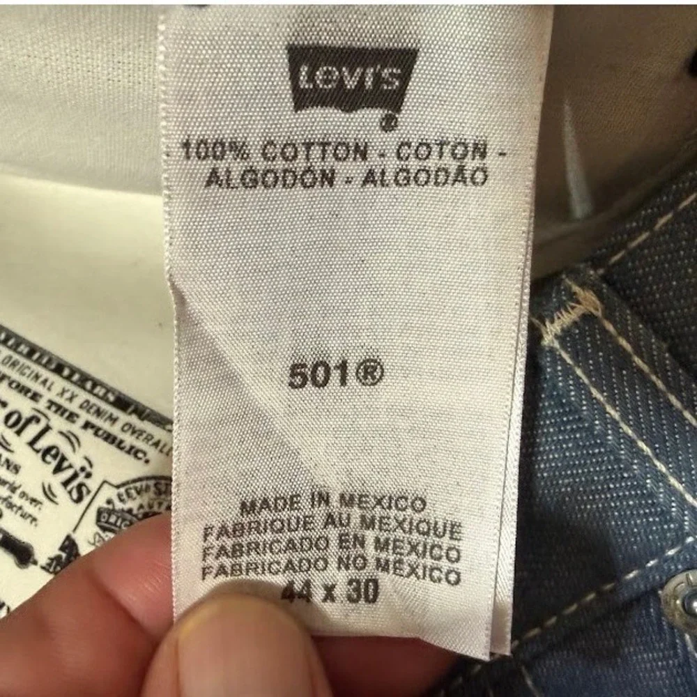 Levis 501 Original Straight Leg Mens Jeans Blue Grey W44 L30 Button Fly Cotton